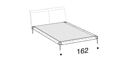 Ada Bed by Ditre Italia, size drawing: Double size bed frame for 160x200 cm mattress