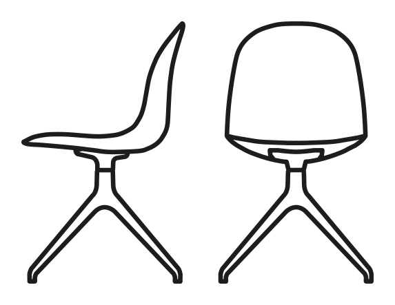 Academy Chair, Swivel by Connubia, size drawing