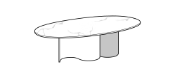 Doon Dining Table by Ditre Italia, size drawing: Oval table 260 marble and mix base