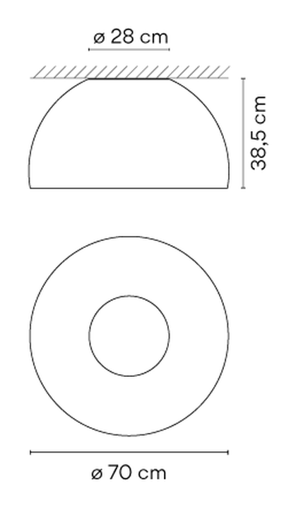 Duo Ceiling Lamp by Vibia, size drawing: Model 4886