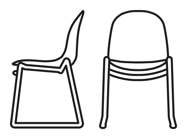 Academy Chair, Polycarbonate, Sled Base by Connubia, size drawing