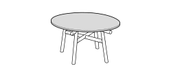 Isamu Outdoor Dining Table by Ditre Italia, size drawing: Table diam. 140 top in stoneware
