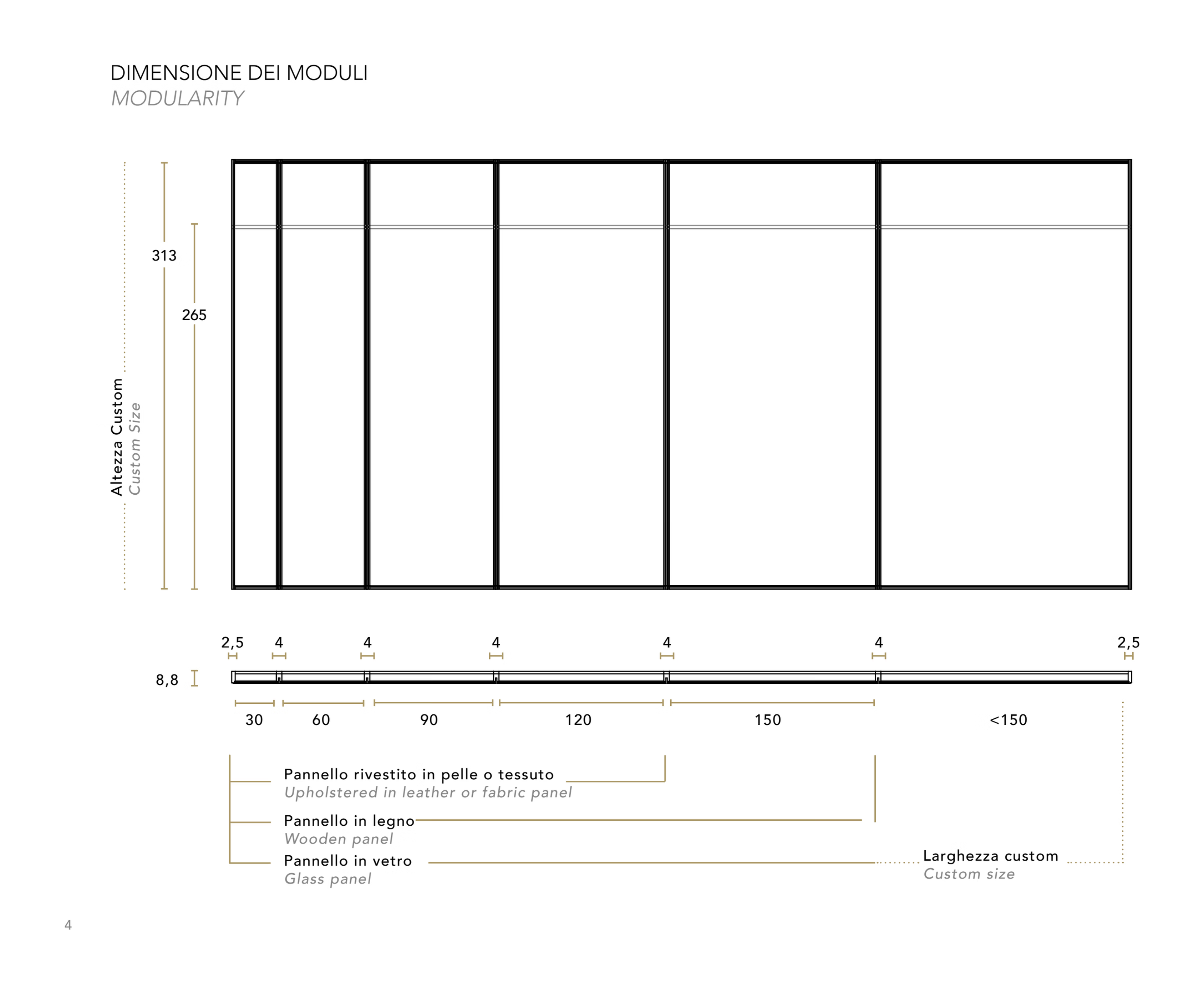 Wally Living Wall Unit by Reflex, size drawing 1