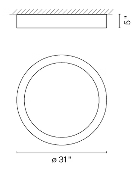 Duo Petra Ceiling Lamp by Vibia, size drawing: Model 4873