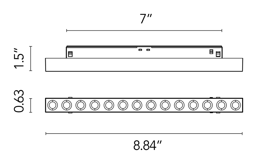 Multispot Mini Module, Infra-Structure by Flos, size drawing