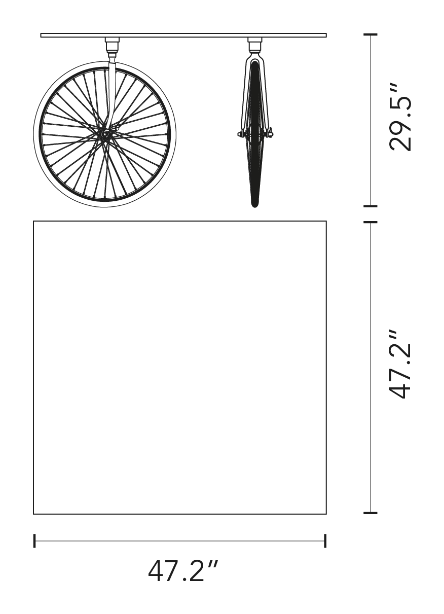 Tour Table by Fontana Arte, size drawing