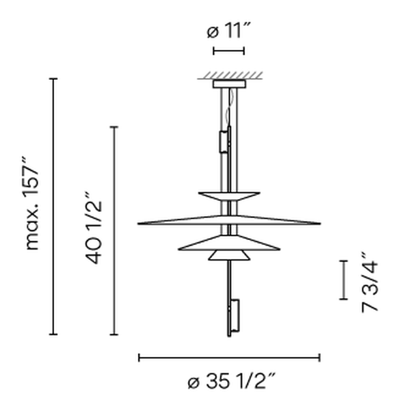 Flamingo Pendant Lamp by Vibia, size drawing: Model 1550