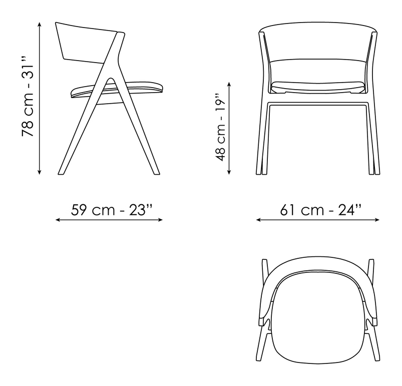 Remo Chair by Bonaldo, size drawing