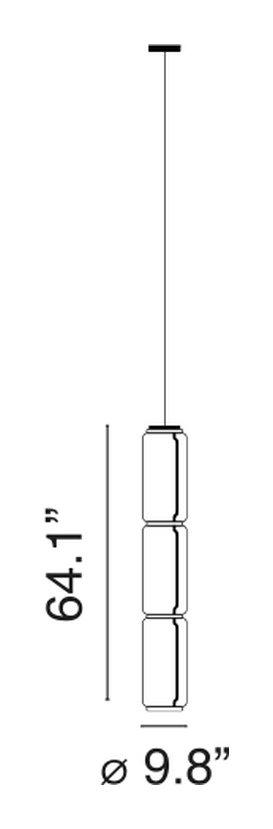 Noctambule Suspension Pendant Lamp by Flos, size drawing: Noctambule Suspension 3 High Cylinder