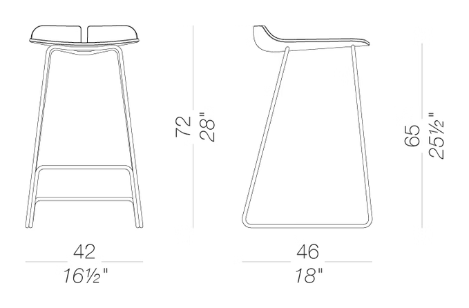 Link S128 Counter Stool by LaPalma, size drawing