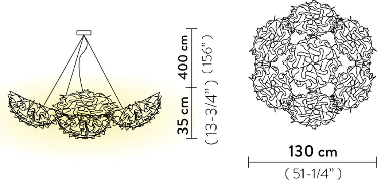 Veli 7 Pendant Lamp by Slamp, size drawing