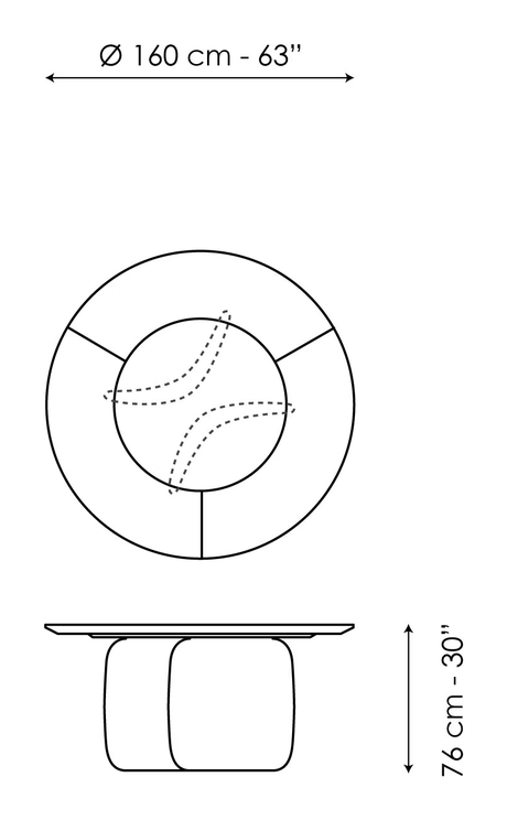 Mellow ST Dining Table by Bonaldo, size drawing 1