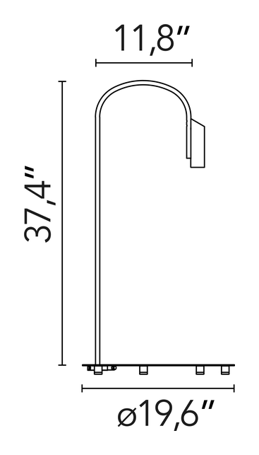 Caule Floor Lamp by Flos, size drawing: Caule Floor 2