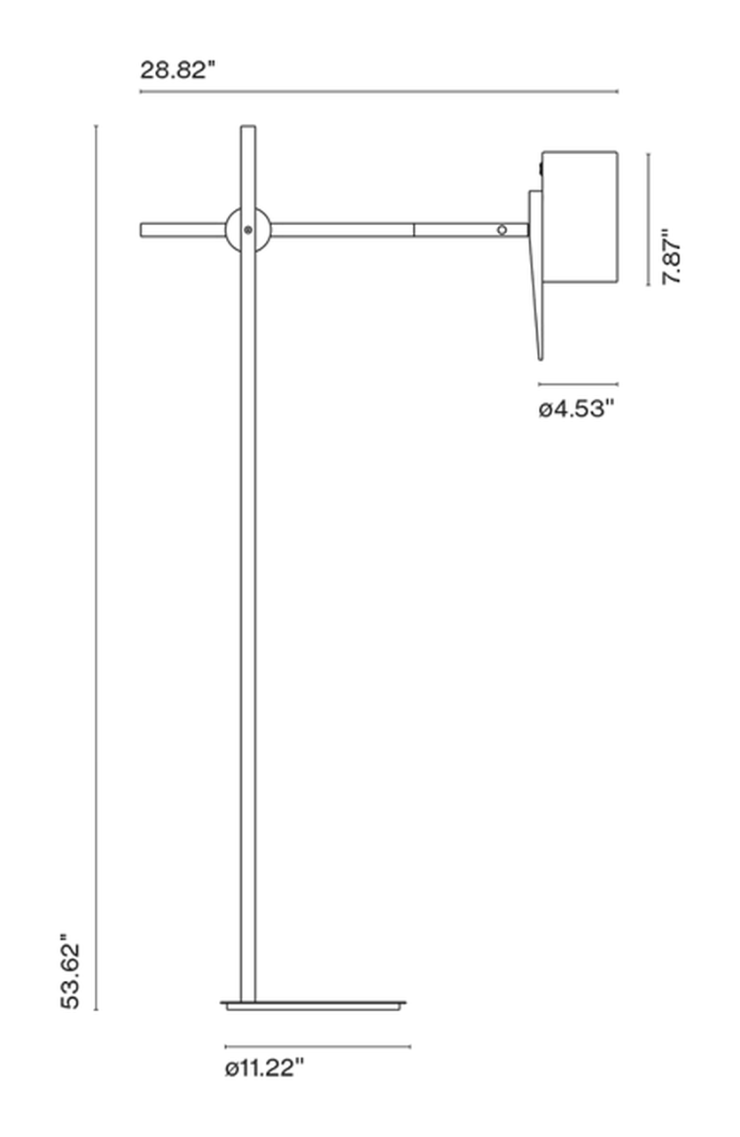 Scantling Floor Lamp by Marset, size drawing