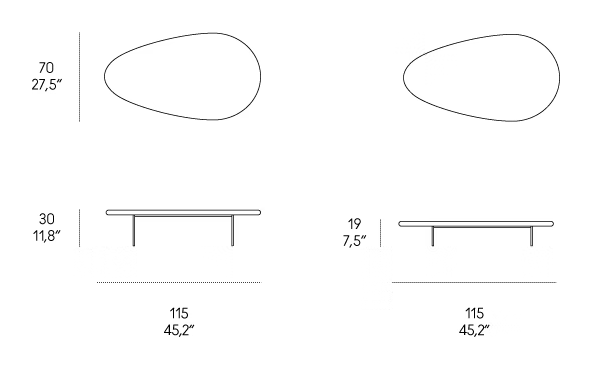 Lily Marble Coffee Table by Casamania, size drawing