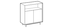 Eric Sideboard by Ditre Italia, size drawing: Sideboard with open compartment in the upper part and 2 doors in the bottom part