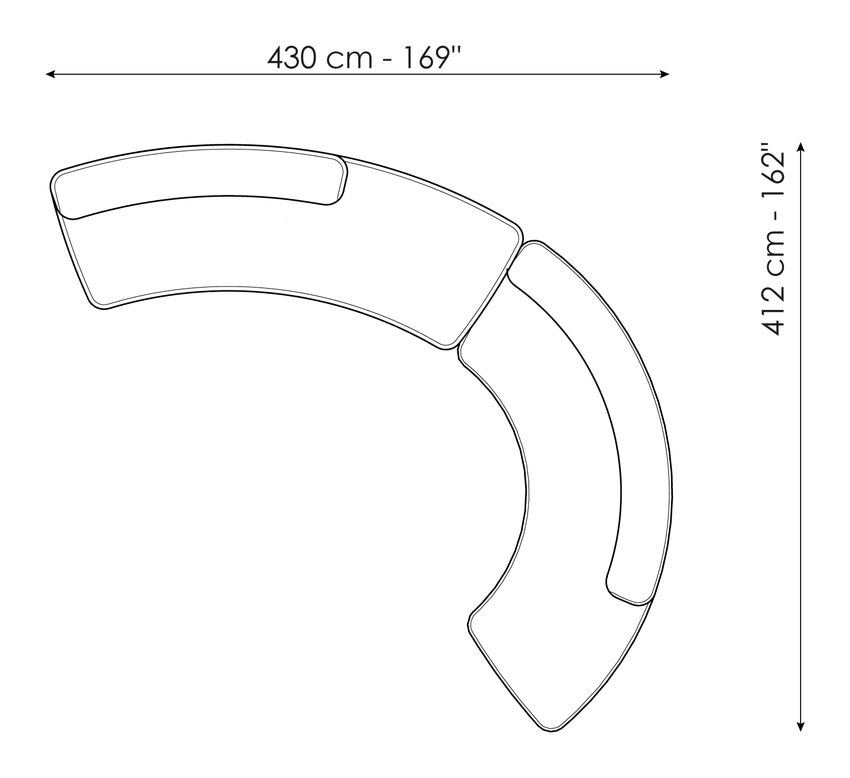 Grant Sofa by Bonaldo, size drawing: Composition 1