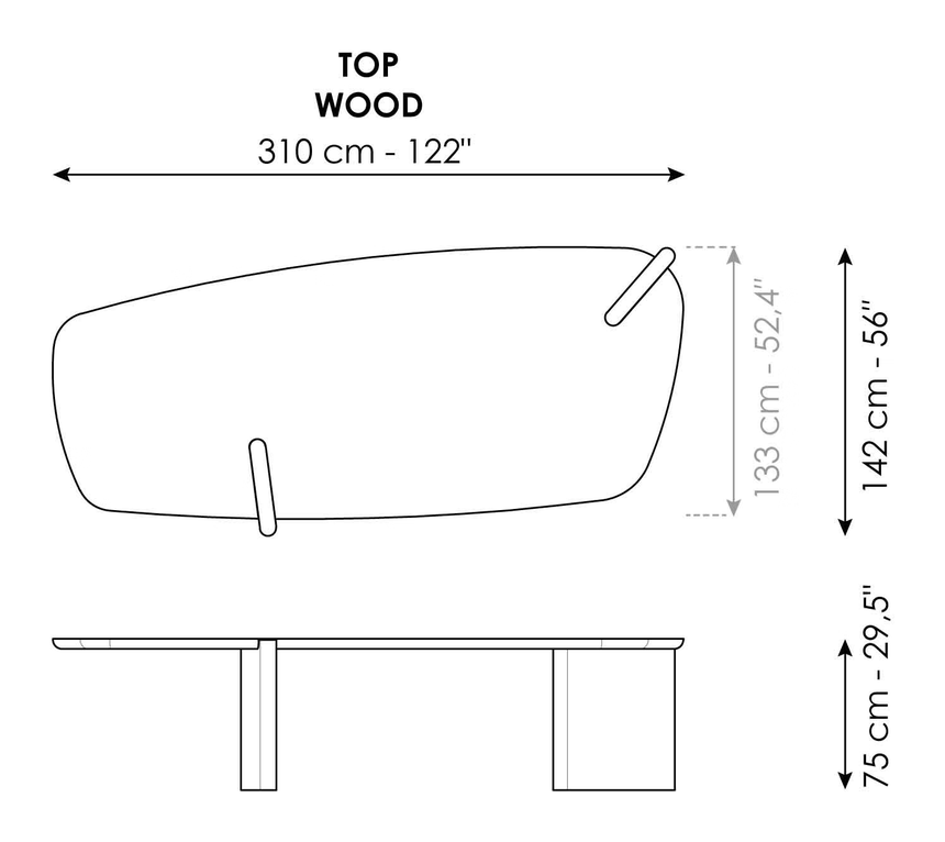 Flatiron Dining Table by Bonaldo, size drawing 4