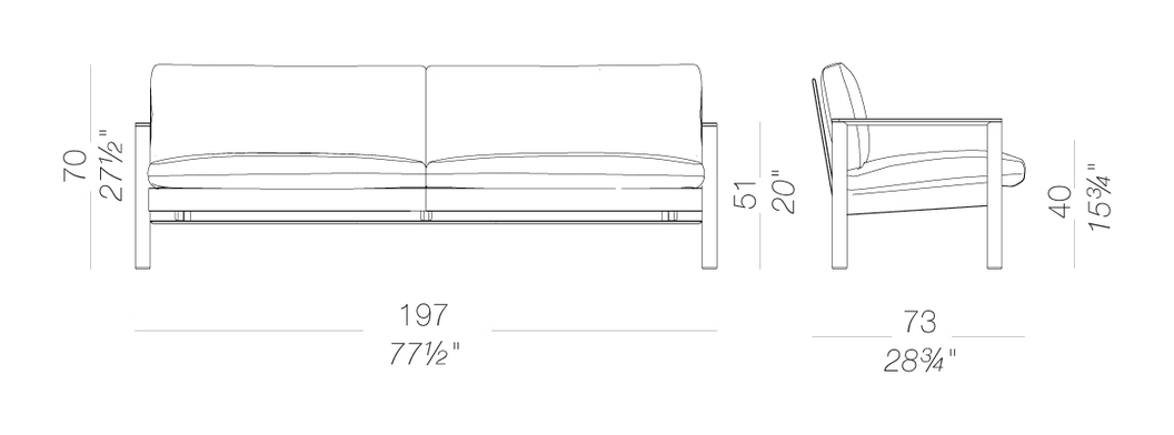 10:30 ED163 Sofa by LaPalma, size drawing