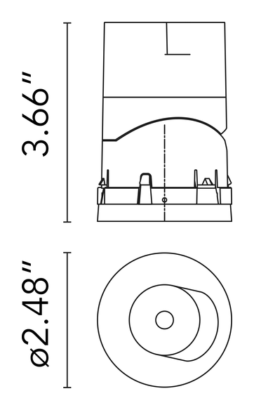Light Shadow Pro Ø60 Non IC Downlight by Flos, size drawing: Light Shadow Pro Ø 60 Adjustable