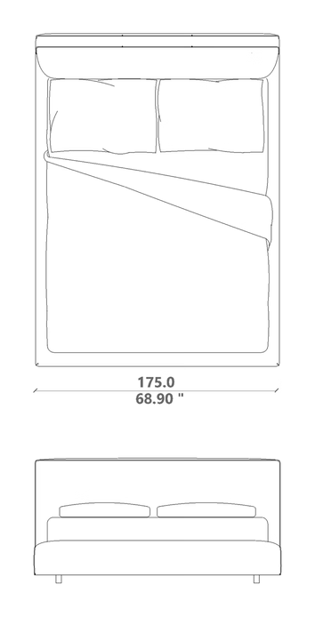 Tamashi Bed by Talenti, size drawing: 160 × 200