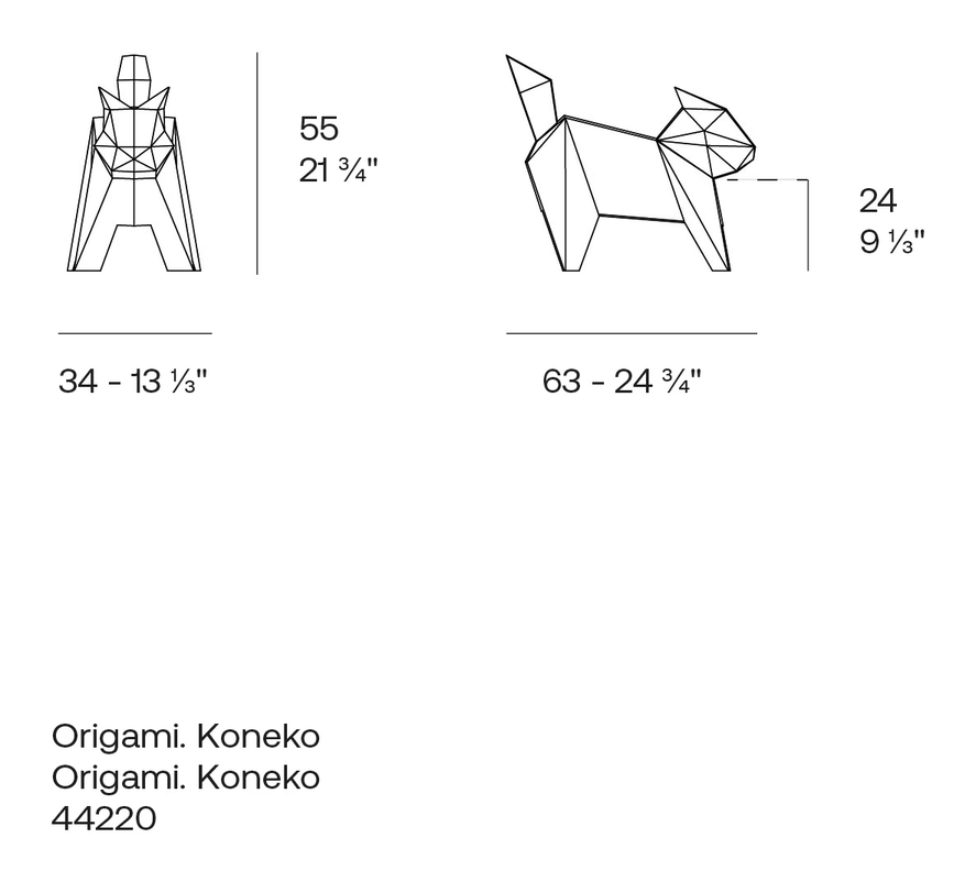 Neko Cat Sculpture by Vondom, size drawing