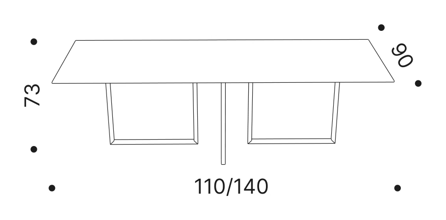 Gazelle Dining Table by Driade, size drawing