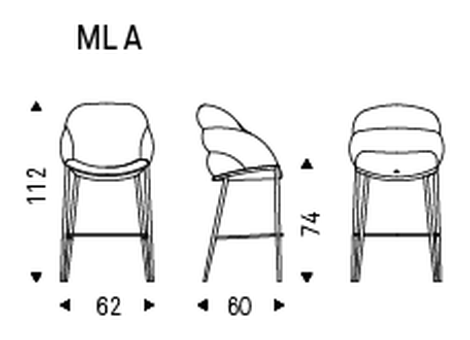Camilla Sgabello Stool by Cattelan Italia, size drawing 1