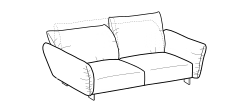 Blum Sofa by Ditre Italia, size drawing: 2-seat sofa