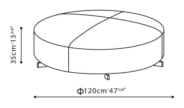 Harmon Ottoman by Camerich, size drawing: C02B0503
