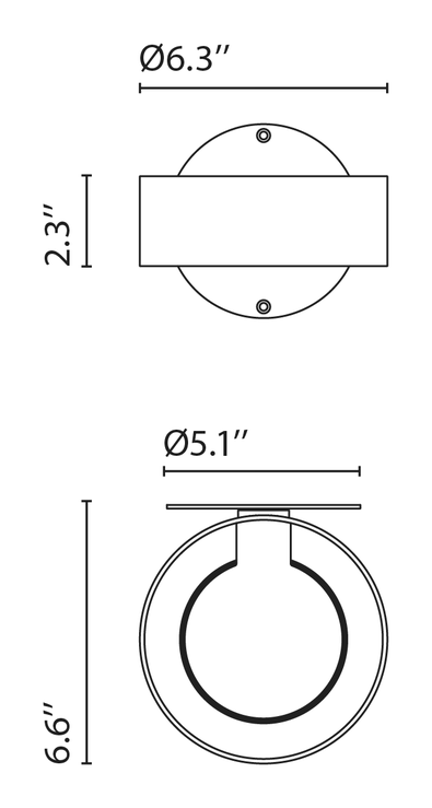 Plaff-on! Wall Lamp A by Marset, size drawing