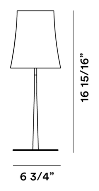 Birdie Easy Table Lamp by Foscarini, size drawing: Birdie Easy Piccola