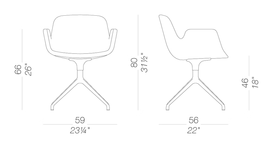 Pass S119 Chair by LaPalma, size drawing