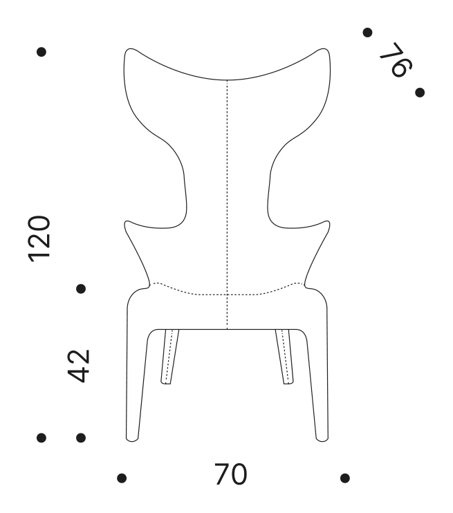 Lou Read Armchair by Driade, size drawing