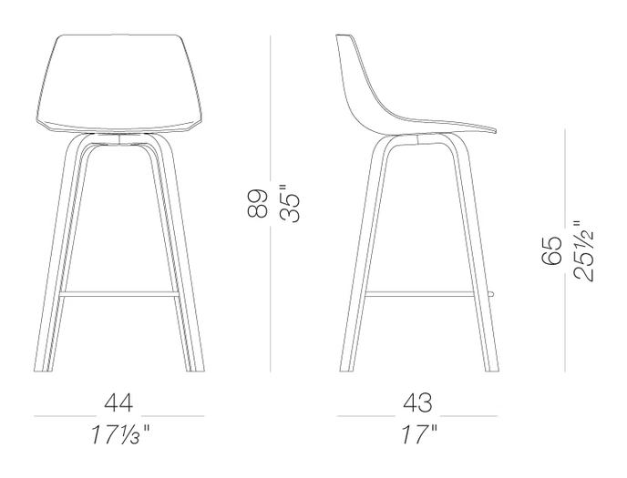 Miunn S105_65 Counter Stool by LaPalma, size drawing