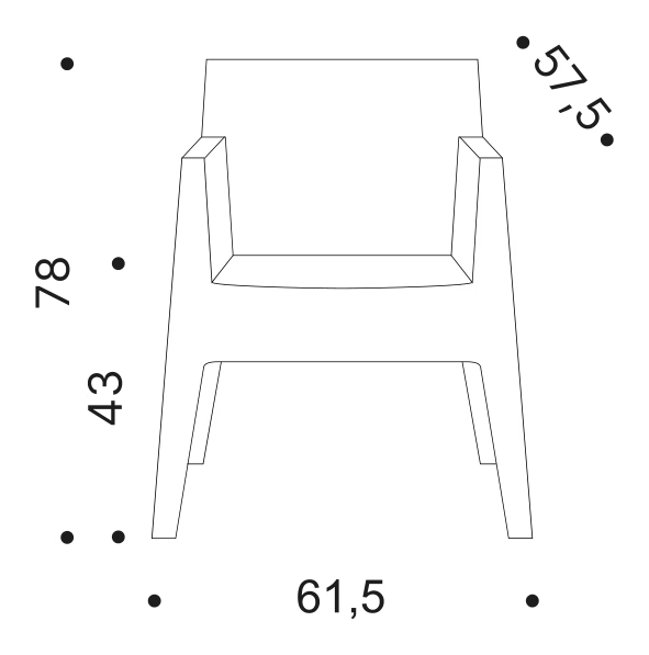 Toy Armchair by Driade, size drawing