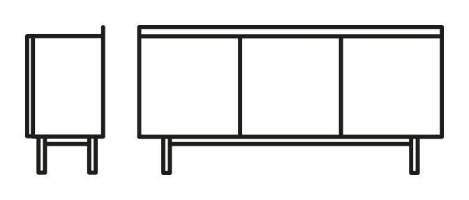 Cover Sideboard, Three Doors by Connubia, size drawing
