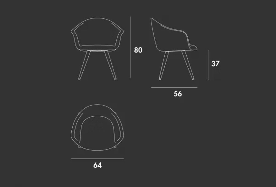 Dama Chair by Sovet, size drawing