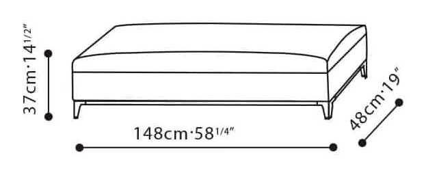 Crescent Bed by Camerich, size drawing: C03J0431