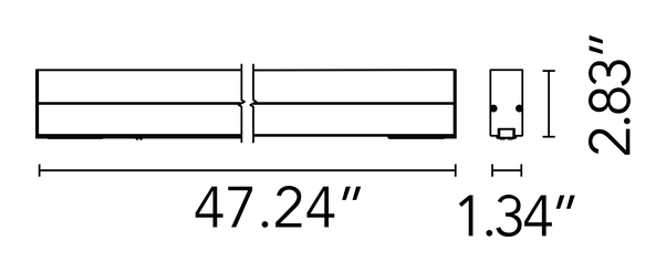 Light Stripe Module, Running Magnet by Flos, size drawing: Light Stripe 1200 mm