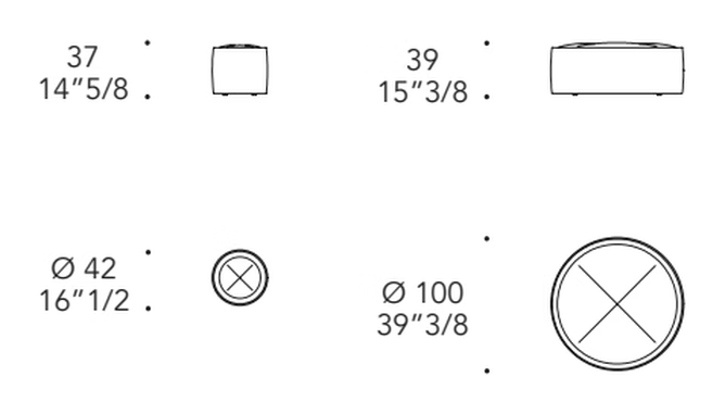 Aura Ottoman by Reflex, size drawing
