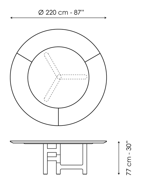 Pivot ST Dining Table by Bonaldo, size drawing 3