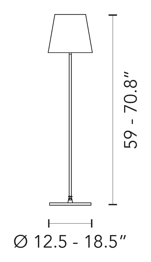 3247 Floor Lamp by Fontana Arte, size drawing
