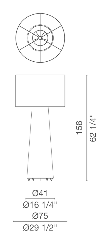 Big Shadow Floor Lamp by Cappellini, size drawing: PO_9815