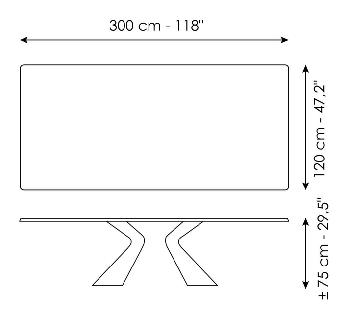 Prora Extendable Dining Table by Bonaldo, size drawing 5