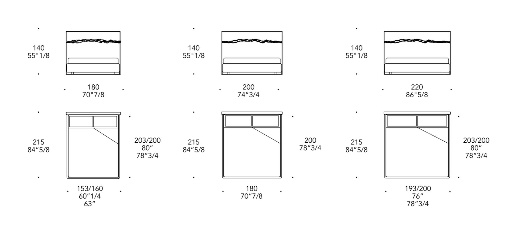 Impact Bed & XL by Reflex, size drawing 1