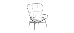 Softy Armchair by Ditre Italia, size drawing: Armchair mix iron base