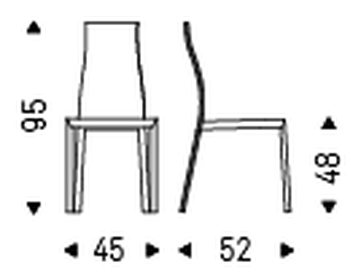 Kaori Dining Chair by Cattelan Italia, size drawing