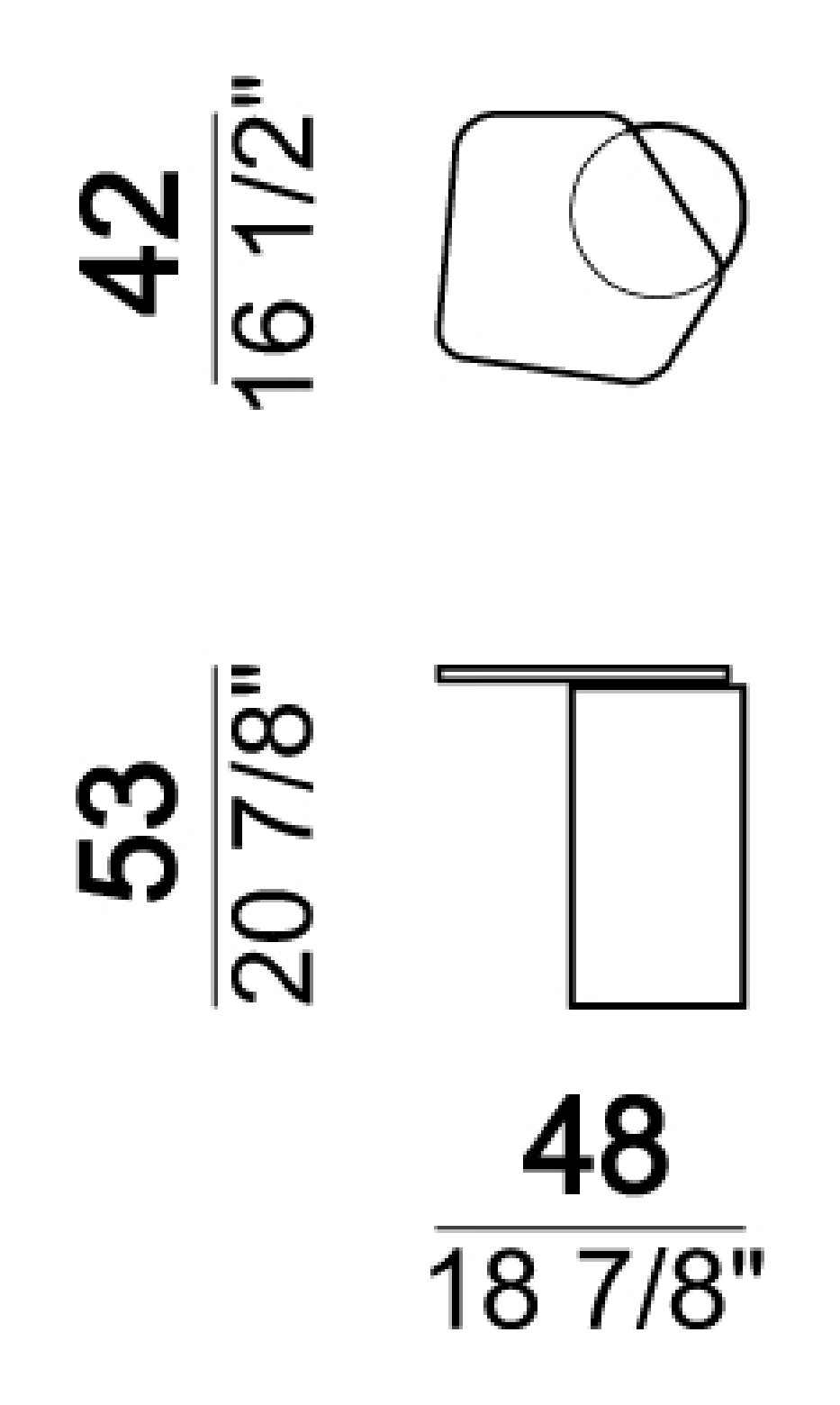 Materia Coffee Table by Arketipo, size drawing: Small Table