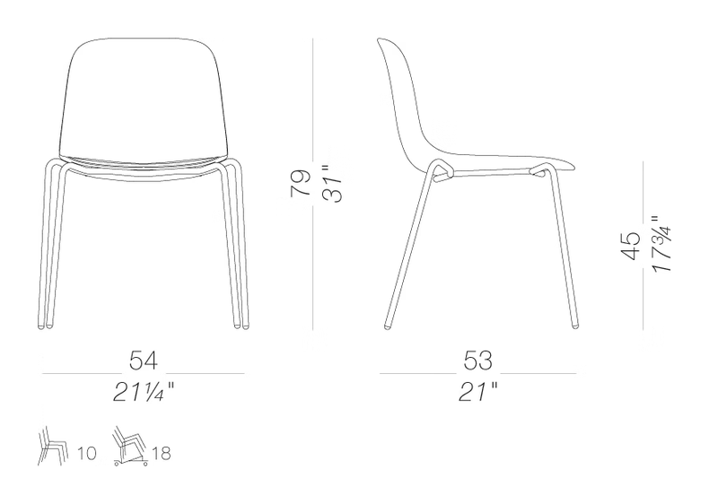Seela S311 Chair by LaPalma, size drawing